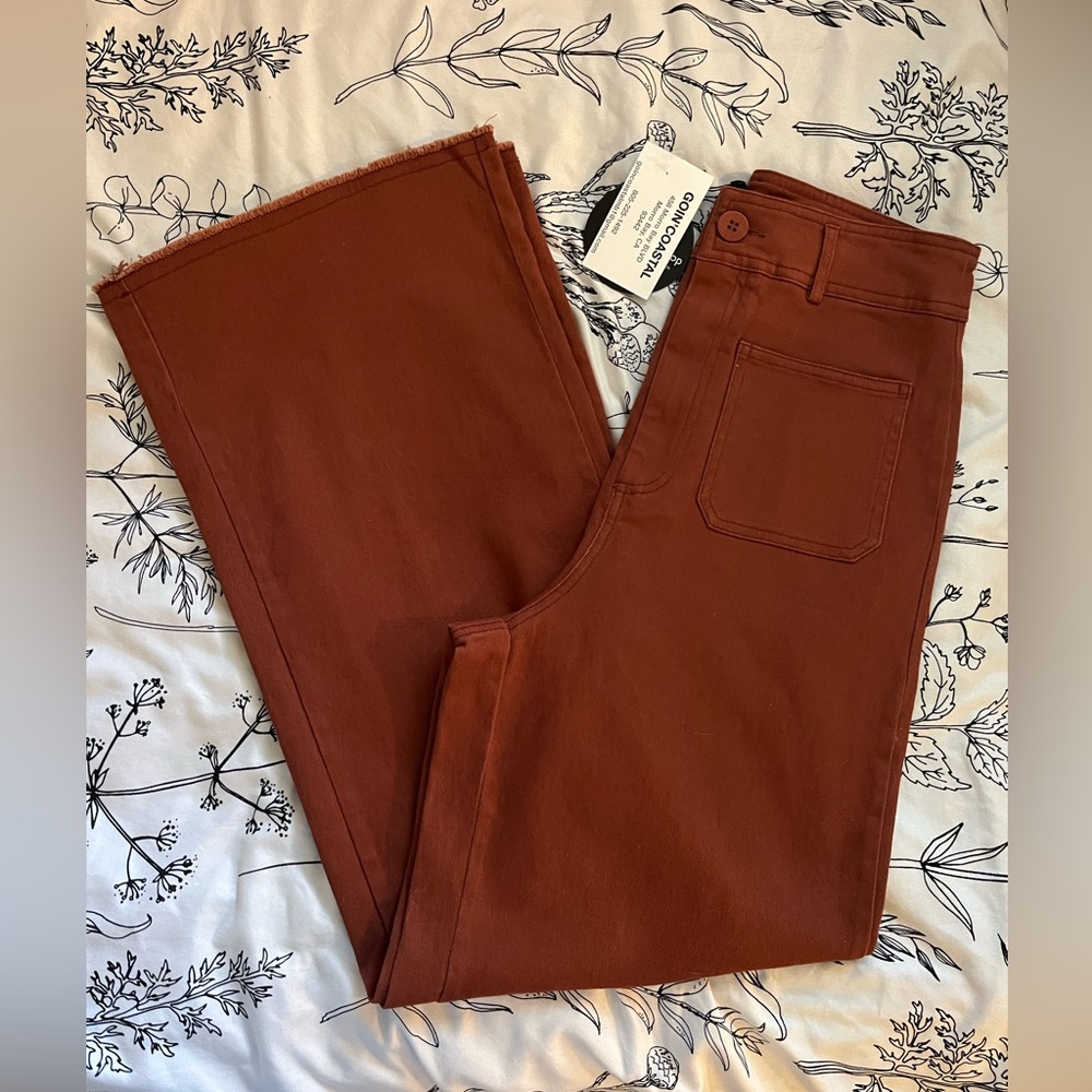 Wide Leg High Rise Rust Jeans NWT